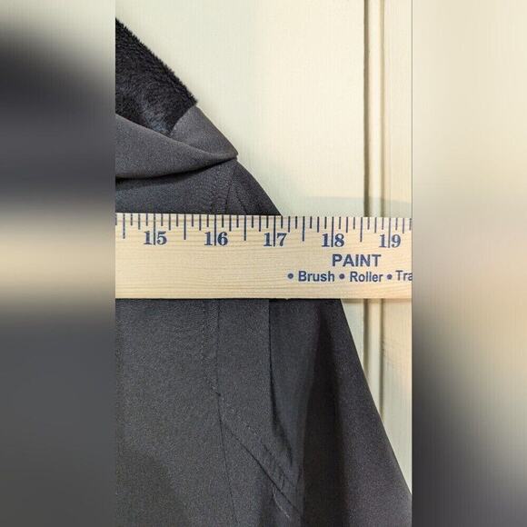 Nine West Women’s Soft Shell Removable Hood Zip Up Trench Coat Black Size L - Picture 12 of 14